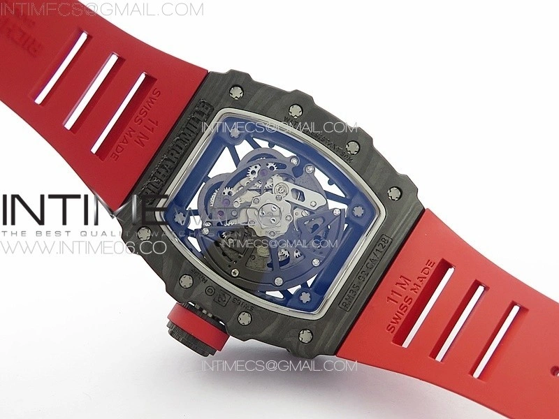 RM035-02 Forged Carbon Case KUF Best Edition Red Crown on Red Rubber Strap MIYOTA8215