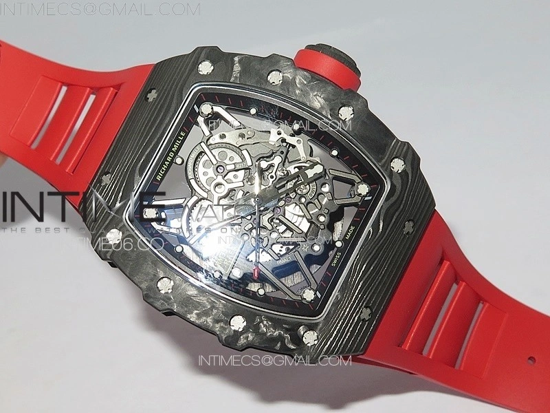 RM035-02 Forged Carbon Case KUF Best Edition Red Crown on Red Rubber Strap MIYOTA8215