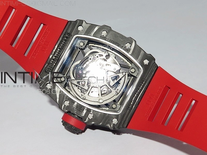 RM035-02 Forged Carbon Case KUF Best Edition Red Crown on Red Rubber Strap MIYOTA8215