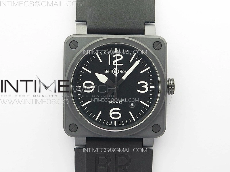 BR 03-92 Real Ceramic 1:1 Best Edition Black Dial on Black Rubber Strap MIYOTA 9015