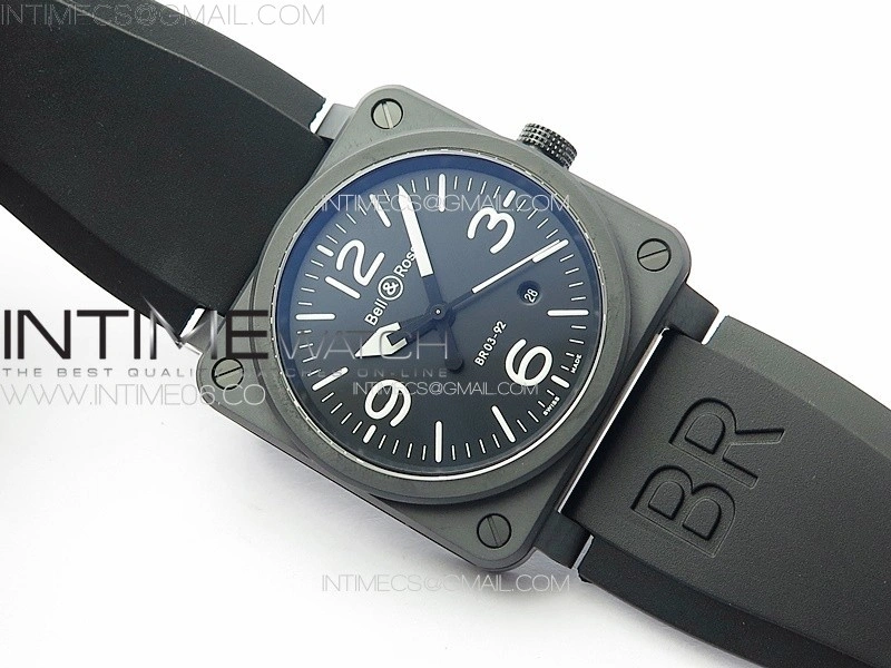 BR 03-92 Real Ceramic 1:1 Best Edition Black Dial on Black Rubber Strap MIYOTA 9015
