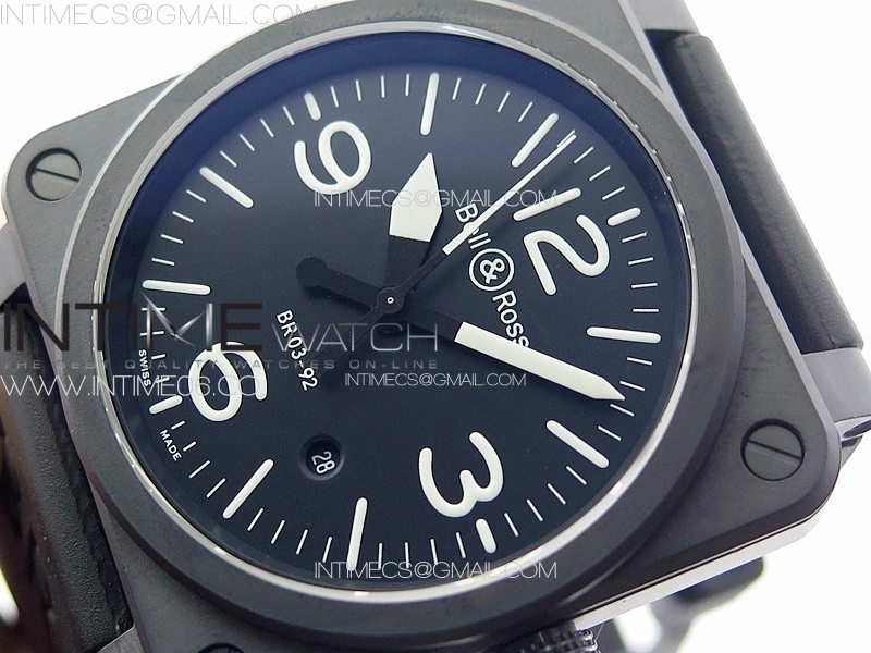 BR 03-92 Real Ceramic 1:1 Best Edition Black Dial on Black Rubber Strap MIYOTA 9015