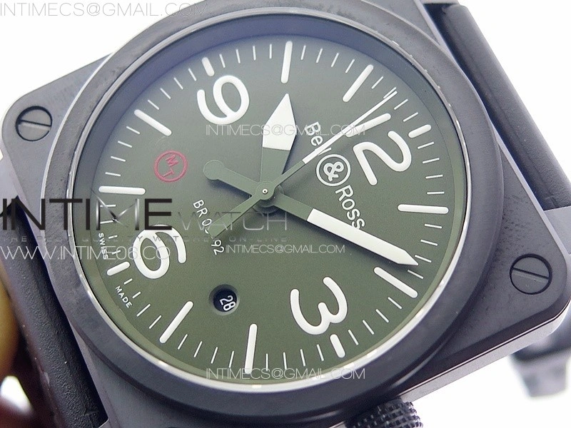 BR 03-92 Real Ceramic 1:1 Best Edition Green Dial on Black Rubber Strap MIYOTA 9015