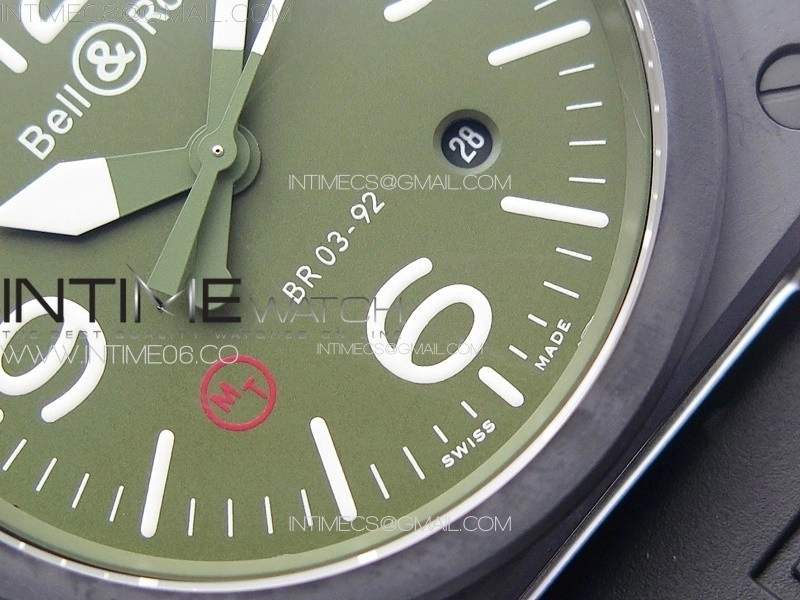 BR 03-92 Real Ceramic 1:1 Best Edition Green Dial on Black Rubber Strap MIYOTA 9015