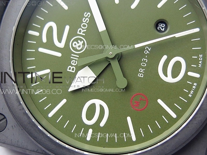 BR 03-92 Real Ceramic 1:1 Best Edition Green Dial on Black Rubber Strap MIYOTA 9015