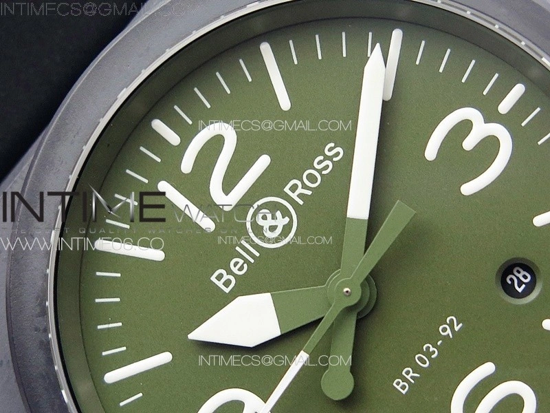 BR 03-92 Real Ceramic 1:1 Best Edition Green Dial on Black Rubber Strap MIYOTA 9015