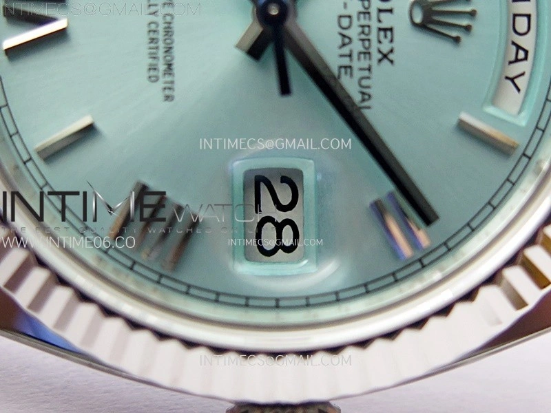 Day Date 228236 40mm 904L SS 1:1 AR+F Best Edition Ice Blue Dial Roman Markers on SS President Bracelet SA3255