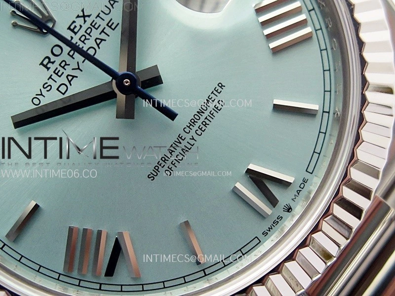 Day Date 228236 40mm 904L SS 1:1 AR+F Best Edition Ice Blue Dial Roman Markers on SS President Bracelet SA3255