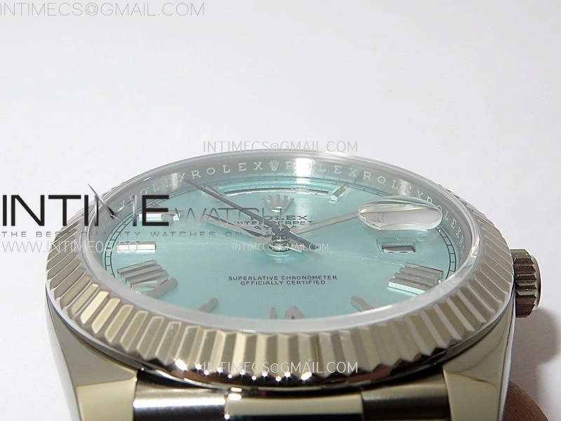 Day Date 228236 40mm 904L SS 1:1 AR+F Best Edition Ice Blue Dial Roman Markers on SS President Bracelet SA3255