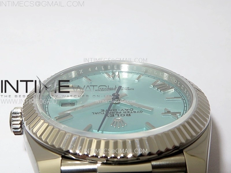 Day Date 228236 40mm 904L SS 1:1 AR+F Best Edition Ice Blue Dial Roman Markers on SS President Bracelet SA3255