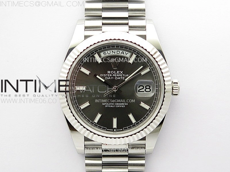 Day Date 228236 40mm 904L SS 1:1 AR+F Best Edition Rhodium Dial Sticks Markers on SS President Bracelet SA3255