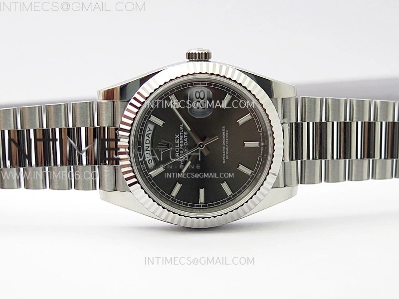 Day Date 228236 40mm 904L SS 1:1 AR+F Best Edition Rhodium Dial Sticks Markers on SS President Bracelet SA3255