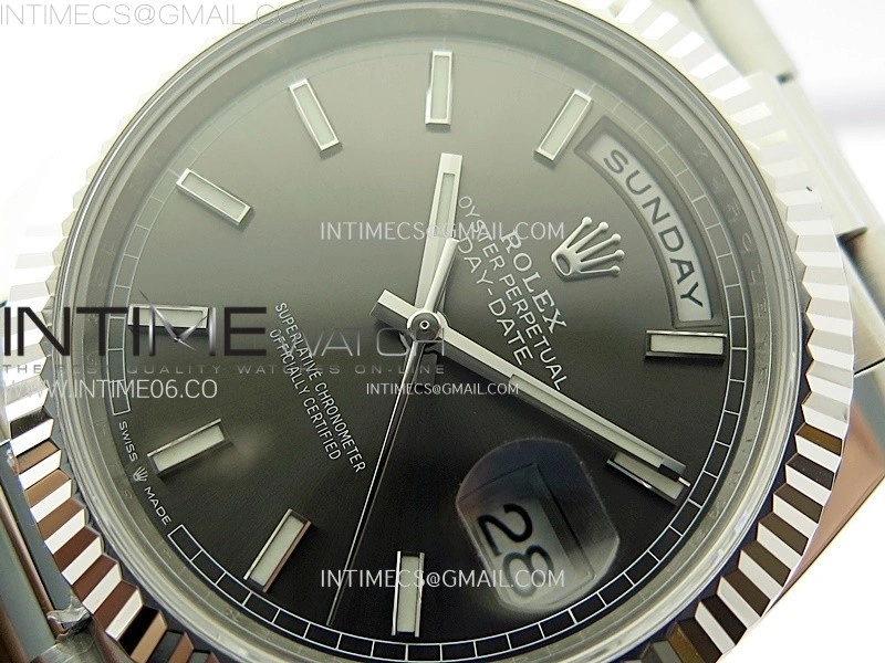 Day Date 228236 40mm 904L SS 1:1 AR+F Best Edition Rhodium Dial Sticks Markers on SS President Bracelet SA3255