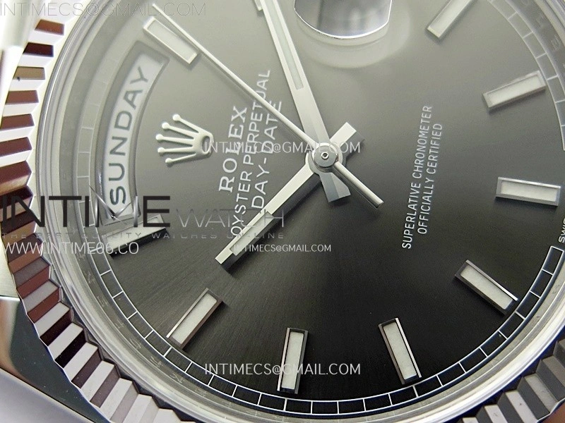 Day Date 228236 40mm 904L SS 1:1 AR+F Best Edition Rhodium Dial Sticks Markers on SS President Bracelet SA3255