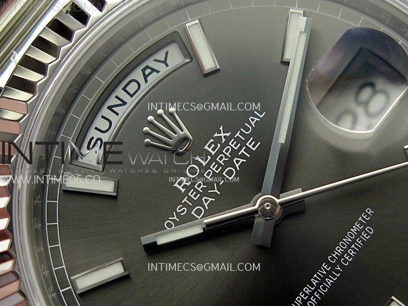 Day Date 228236 40mm 904L SS 1:1 AR+F Best Edition Rhodium Dial Sticks Markers on SS President Bracelet SA3255