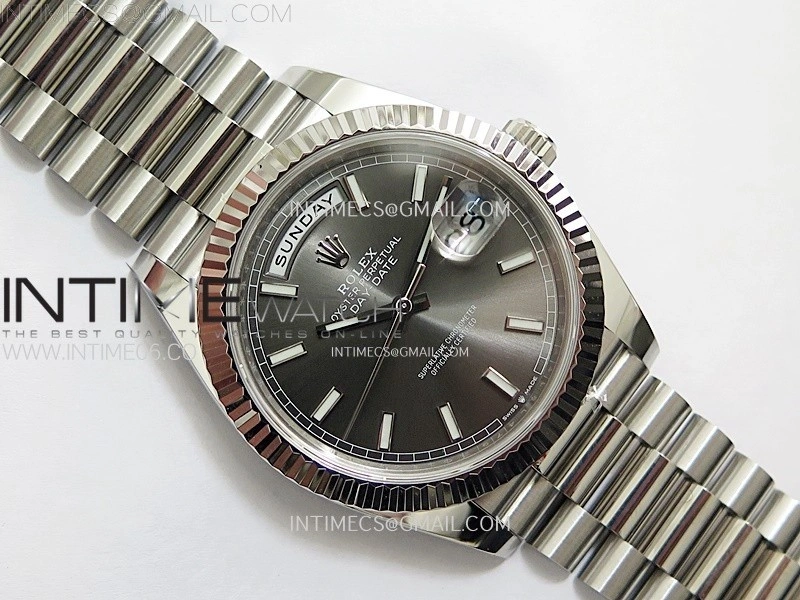 Day Date 228236 40mm 904L SS 1:1 AR+F Best Edition Rhodium Dial Sticks Markers on SS President Bracelet SA3255