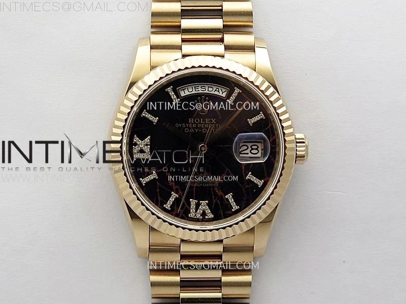 Day Date 36mm Gain Weight RG tungsten APSF 1:1 Best Edition Black Dial Diamond Roman Markers on SS President Bracelet A3255