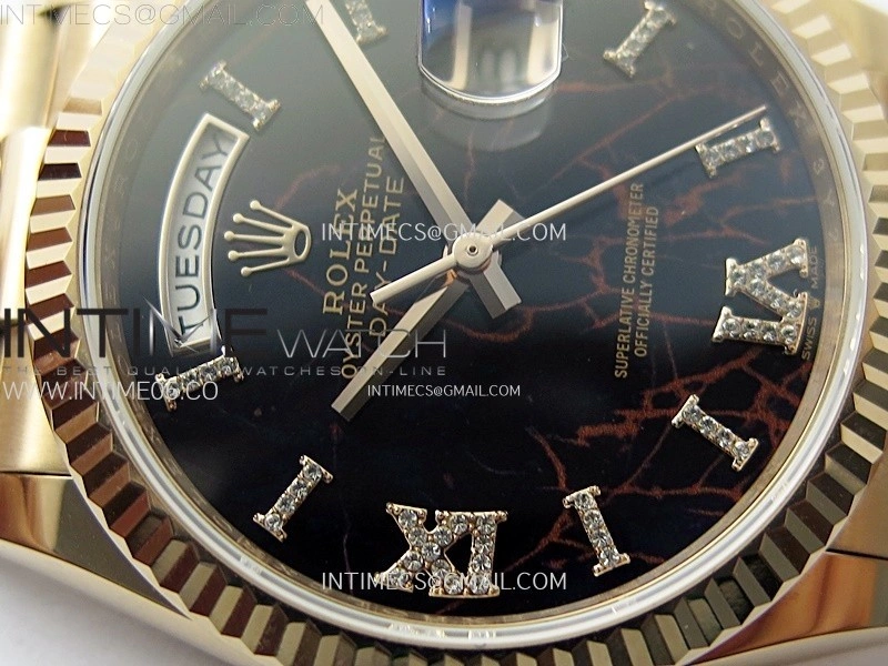 Day Date 36mm Gain Weight RG tungsten APSF 1:1 Best Edition Black Dial Diamond Roman Markers on SS President Bracelet A3255