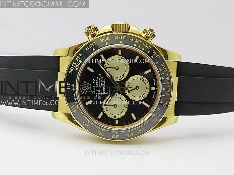Daytona 126518 904L YG GMF 1:1 Best Edition Black Dial Gold Subdial Stick Marker on Oysterflex Strap SH4131