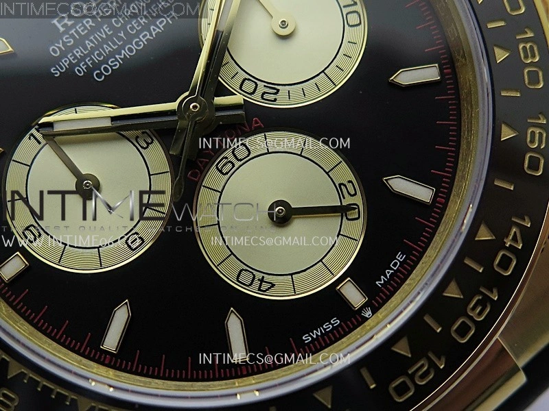 Daytona 126518 904L YG GMF 1:1 Best Edition Black Dial Gold Subdial Stick Marker on Oysterflex Strap SH4131