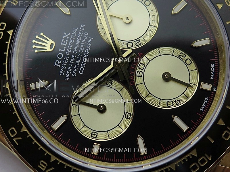 Daytona 126518 904L YG GMF 1:1 Best Edition Black Dial Gold Subdial Stick Marker on Oysterflex Strap SH4131