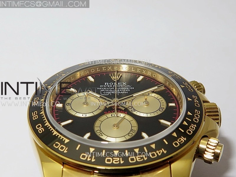 Daytona 126518 904L YG GMF 1:1 Best Edition Black Dial Gold Subdial Stick Marker on Oysterflex Strap SH4131