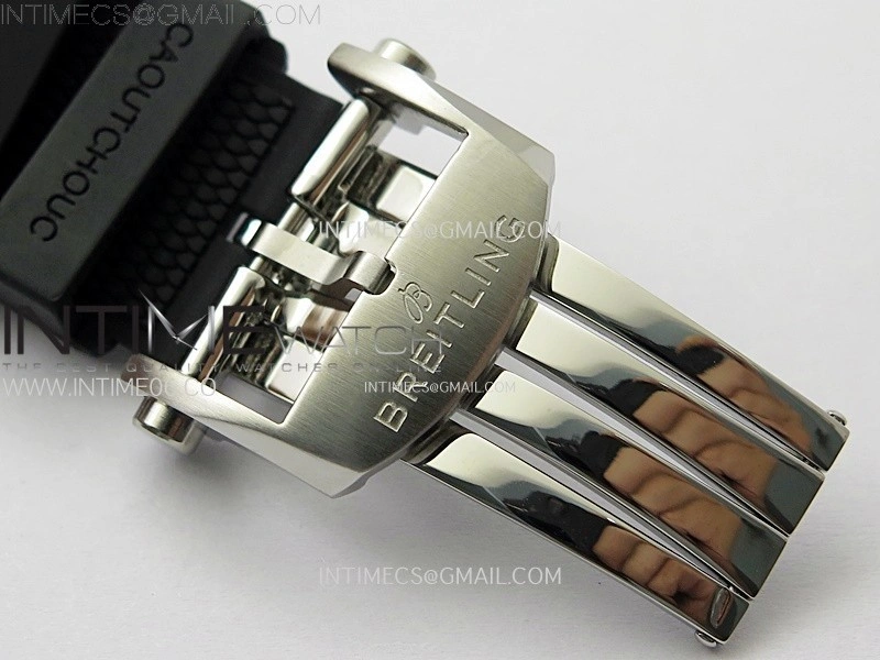 Chronomat B01 44mm SS BLSF 1:1 Best Edition Black Dial Silver Subdial on Black Rubber Strap A7750 to Cal.01