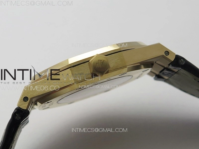 Royal Oak 41mm 15400 RG APSF 1:1 Best Edition Black Textured Dial on Black Leather Strap A3120 Super Clone V3
