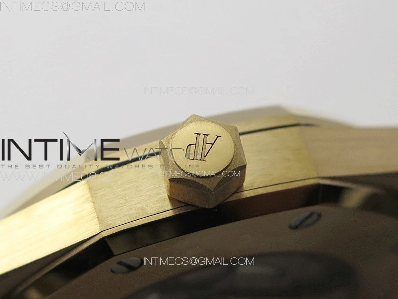 Royal Oak 41mm 15400 RG APSF 1:1 Best Edition Black Textured Dial on Black Leather Strap A3120 Super Clone V3