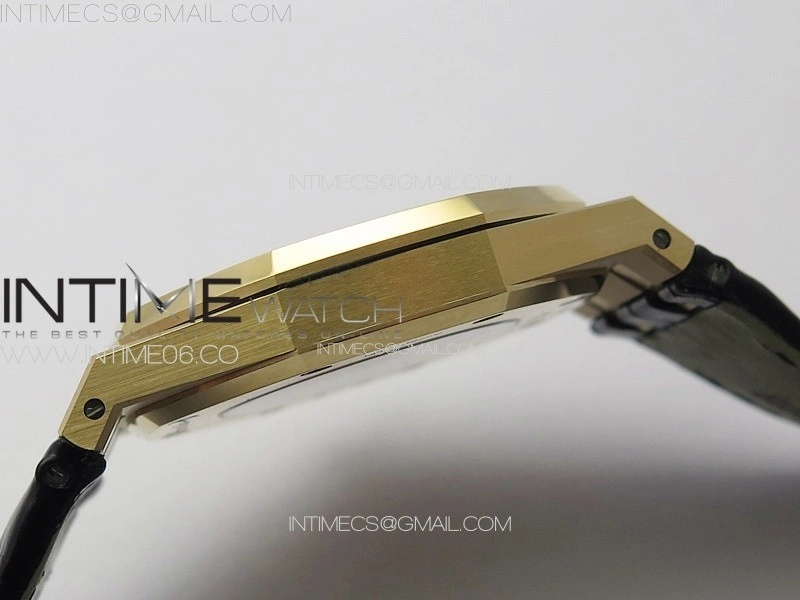 Royal Oak 41mm 15400 RG APSF 1:1 Best Edition Black Textured Dial on Black Leather Strap A3120 Super Clone V3