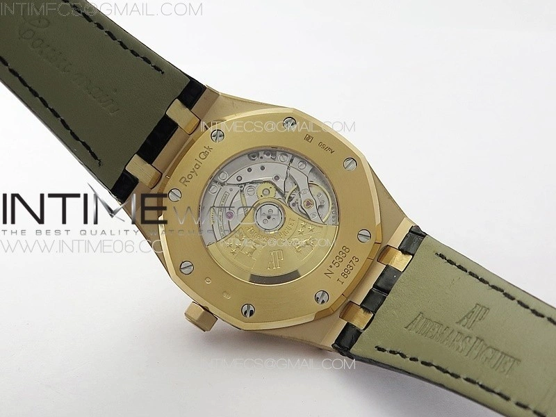 Royal Oak 41mm 15400 RG APSF 1:1 Best Edition Black Textured Dial on Black Leather Strap A3120 Super Clone V3