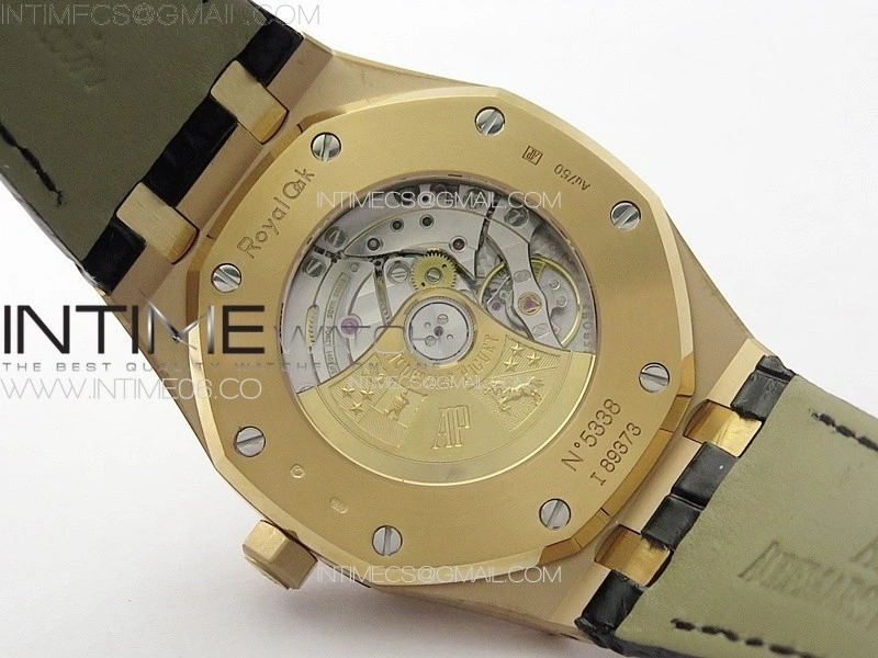 Royal Oak 41mm 15400 RG APSF 1:1 Best Edition Black Textured Dial on Black Leather Strap A3120 Super Clone V3
