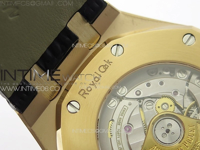 Royal Oak 41mm 15400 RG APSF 1:1 Best Edition Black Textured Dial on Black Leather Strap A3120 Super Clone V3