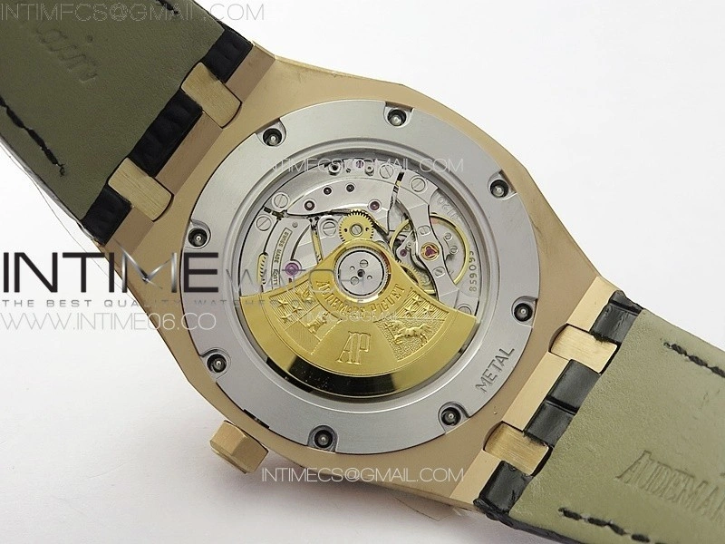 Royal Oak 41mm 15400 RG APSF 1:1 Best Edition Black Textured Dial on Black Leather Strap A3120 Super Clone V3