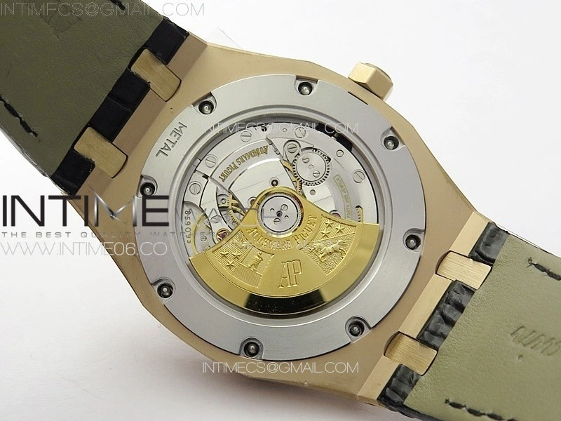 Royal Oak 41mm 15400 RG APSF 1:1 Best Edition Black Textured Dial on Black Leather Strap A3120 Super Clone V3