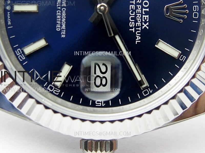 DateJust 41mm 126334 904 SS AR+F V2 1:1 Best Edition Fluted Bezel Blue Dial Sticks Markers on Oyster Bracelet DD3235