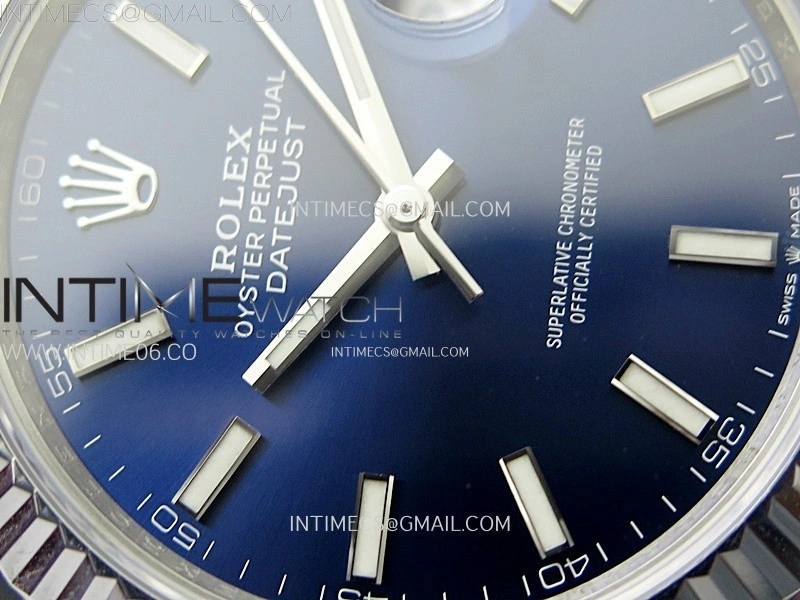DateJust 41mm 126334 904 SS AR+F V2 1:1 Best Edition Fluted Bezel Blue Dial Sticks Markers on Oyster Bracelet DD3235