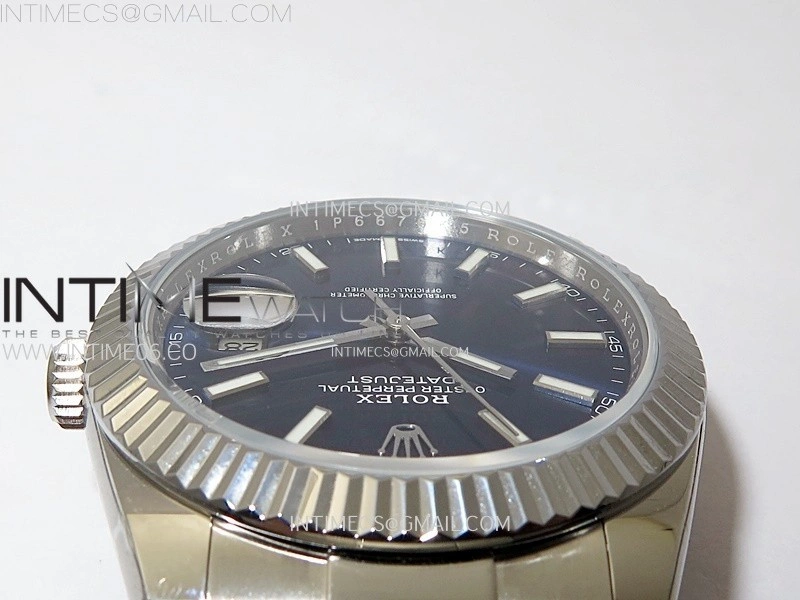 DateJust 41mm 126334 904 SS AR+F V2 1:1 Best Edition Fluted Bezel Blue Dial Sticks Markers on Oyster Bracelet DD3235