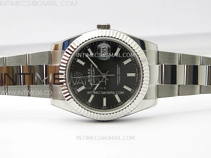 DateJust 41mm 126334 904 SS AR+F V2 1:1 Best Edition Fluted Bezel Gray Dial Sticks Markers on Oyster Bracelet DD3235