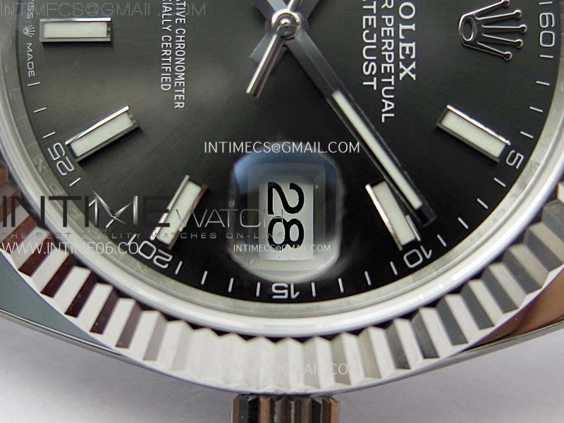 DateJust 41mm 126334 904 SS AR+F V2 1:1 Best Edition Fluted Bezel Gray Dial Sticks Markers on Oyster Bracelet DD3235