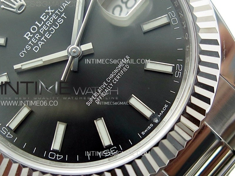 DateJust 41mm 126334 904 SS AR+F V2 1:1 Best Edition Fluted Bezel Gray Dial Sticks Markers on Oyster Bracelet DD3235