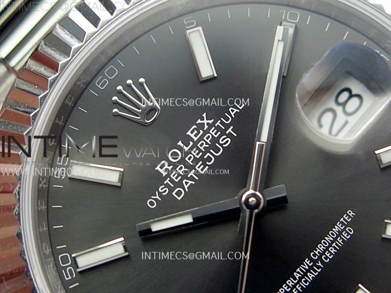 DateJust 41mm 126334 904 SS AR+F V2 1:1 Best Edition Fluted Bezel Gray Dial Sticks Markers on Oyster Bracelet DD3235