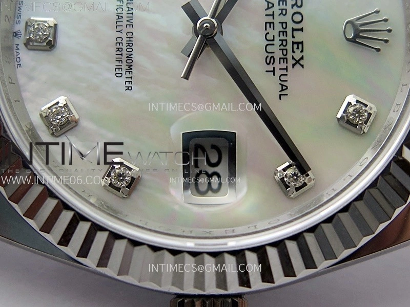 DateJust 41mm 126334 904 SS AR+F V2 1:1 Best Edition Fluted Bezel MOP Dial Diamond Markers on Oyster Bracelet DD3235