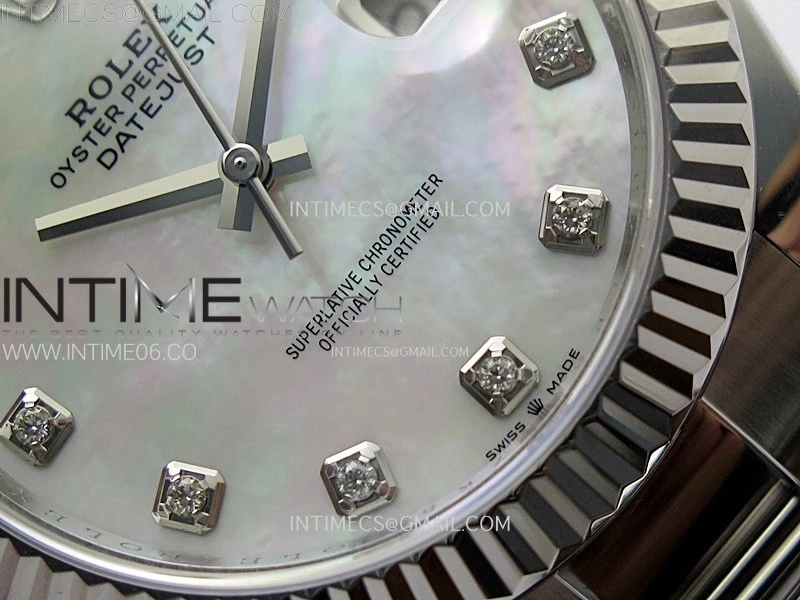 DateJust 41mm 126334 904 SS AR+F V2 1:1 Best Edition Fluted Bezel MOP Dial Diamond Markers on Oyster Bracelet DD3235