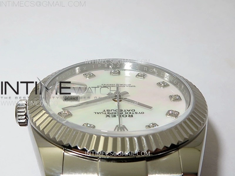 DateJust 41mm 126334 904 SS AR+F V2 1:1 Best Edition Fluted Bezel MOP Dial Diamond Markers on Oyster Bracelet DD3235