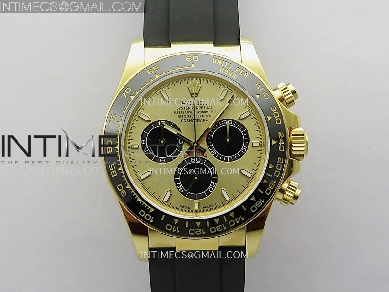 Daytona 126518 Gain Weight VSF 1:1 Best Edition Gold Dial Black Subdial Stick Marker on Oysterflex Strap DD4131