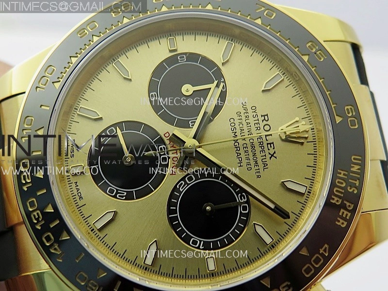 Daytona 126518 Gain Weight VSF 1:1 Best Edition Gold Dial Black Subdial Stick Marker on Oysterflex Strap DD4131