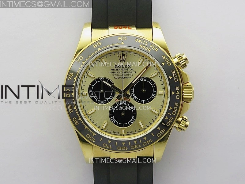 Daytona 126518 904L YG GMF 1:1 Best Edition Gold Dial Black Subdial Stick Marker on Oysterflex Strap SH4131