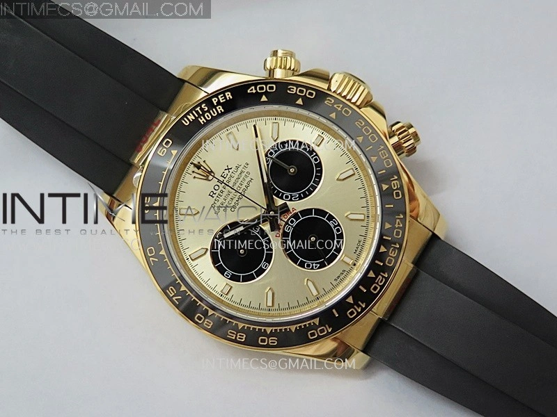 Daytona 126518 904L YG GMF 1:1 Best Edition Gold Dial Black Subdial Stick Marker on Oysterflex Strap SH4131