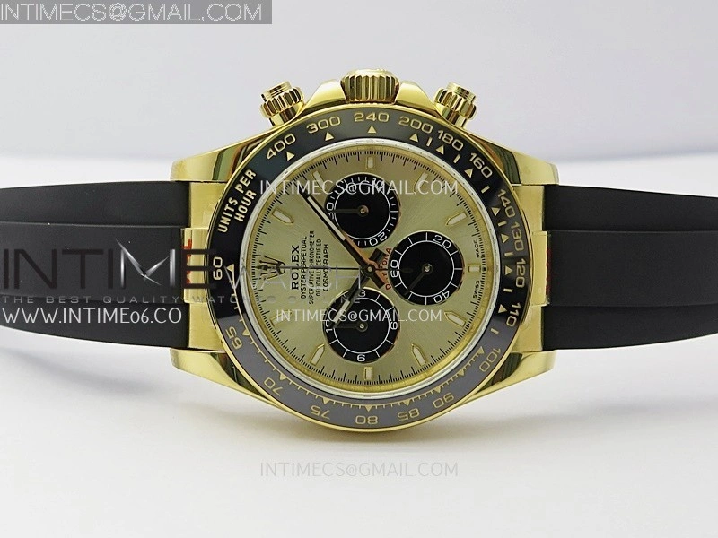 Daytona 126518 904L YG GMF 1:1 Best Edition Gold Dial Black Subdial Stick Marker on Oysterflex Strap SH4131